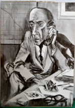 Vintage Art Print Illustration &quot;Portrait of Businessman&quot;  1940s-1950s - £15.71 GBP