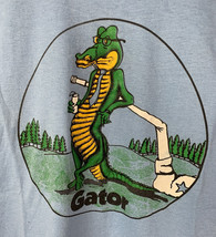 Vintage Gator T Shirt Single Stitch Screen Stars Logo Blue USA Medium 80s 90s - £23.58 GBP