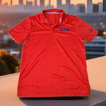 Adidas USA Golf Polo Shirt Mens Size Medium Red Navy Outdoor Sports Tennis - $24.75