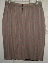 Vintage Skirt Black and Tan Plaid Pencil Rockabilly Geek Sz 12 Made in T... - $15.83