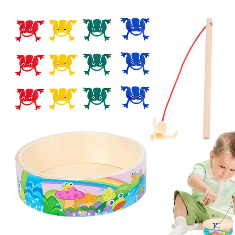 Press Jump Frog Toy 12pcs Jumping Leaps Frog Toy Frogs Toys With Wooden Barrel - £26.78 GBP+