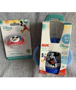 NUK Mickey Mouse 5oz Bottle w/Handles &amp; Disney Baby Mickey Pacifier Set New - £11.64 GBP