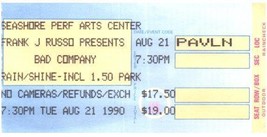 Vintage Bad Company Ticket Stub August 21 1990 Old Orchard Beach Maine - £35.78 GBP