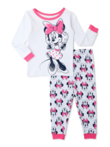 Disney Minnie Mouse Baby Girl 2 Piece Pajamas Size 9 Months Cotton Long Sleeve - £15.81 GBP