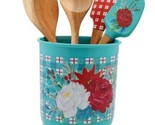 Pioneer Woman ~ WISHFUL WINTER ~ Silicone ~ Wood Utensils ~ Crock Set ~ ... - $44.88