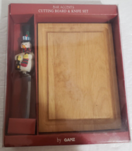 Ganz New Bar Accents Wood Cutting Board W/Stainless Steel Snowman Knife Set NIB - $13.58