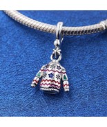 925 Sterling silver Christmas Sweater Dangle Charm 793596C01 - £13.91 GBP