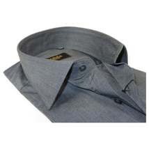 Men's Shirt Hankie CASILA Turkey Cotton Blend 501770-06 Charcoal Oxford Texture image 2
