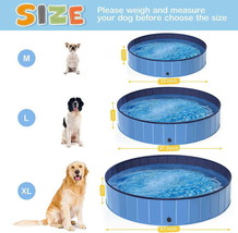 Pet Dog Pool Bath Swimming Tub Collapsible Foldable Portable for Dogs Cats Blue - £38.75 GBP