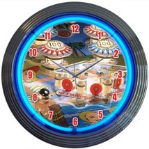 Pinball Play Room 15&quot; Wall Décor Neon Clock 8PINBX - £64.28 GBP