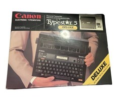 Canon Typestar 5 Deluxe Black Electronic Typewriter w/ AC Adapter &amp; Box ... - £54.99 GBP