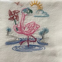Kitchen Dishtowels Dishtowel Flamingo Whirligig 100% Cotton Machine Embr... - $9.89
