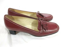 ANN TAYLOR Red Leather Kiltie Block Heels 9 M Made in Italy EUC - £22.11 GBP