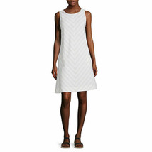 Liz Claiborne Women&#39;s Sleeveless A Line Dress Size MEDIUM Flax Stripe Print - £25.05 GBP