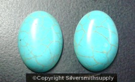 2 Green Turquoise cabochons 25x18mm oval chalk  treated domed flat back  CB058 - £3.87 GBP