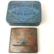 Vintage Tobacco Tin Lot Edgeworth Plug Slice Piccadilly Little Cigars - $17.81