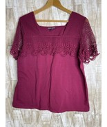 Jessica London Crochet Lace Top Shirt Size 14/16 Fuchsia-Pink Top - $440.76 MXN