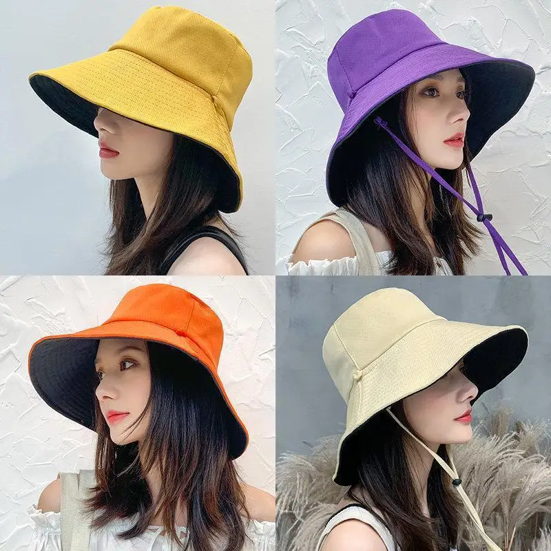Le sided foldable bucket hat summer sun hat for women girls visor fisherman cap anti uv thumb200