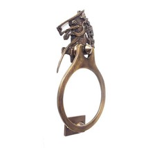 Antiqued Brass Horse Head Door Knocker - Vintage Stallion statue Doorbell - $105.00
