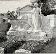 Cemetery Memorial Grave Tombstone Architecture 1899 Victorian Art Design... - $11.25