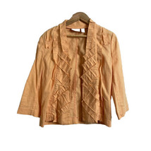 Chico&#39;s Women&#39;s Orange Linen/Cotton Blazer Size 0 Open Front Sheer Jacket - $13.30