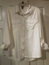 Eddie Bauer   fold  long sleeve White  women shirt XL - £15.79 GBP