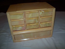 Vintage Akro Mils Marbled Swirl Plastic 10 Drawer Parts Cabinet Bin Storage - £19.77 GBP