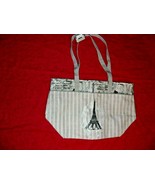Buttercream Totes Paris Eiffel Tower Print Gray Lined Large Canvas Tote ... - £12.54 GBP