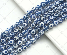 Blue Evil Eye Agate 8mm Round Smooth Beads, Sku#U1191 - $9.00