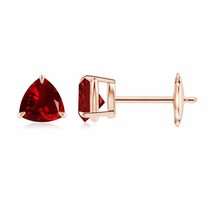 Ruby Trillion Solitaire Stud Earrings for Women in 14K Gold (Grade-AAAA , 5MM) - £1,718.52 GBP