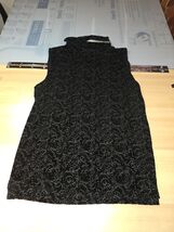 Liz Claiborne Black Burnout Velvet Sleeveless Turtleneck Top Shirt Blous... - $25.95