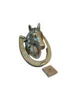 Vintage Brass Horse Brass Door Knocker Earrings 5.5&quot; Ring Doorbell Stallion - $155.70 CAD