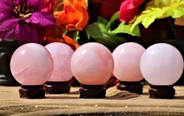 Wholesale Lot 5 PCs Natural Rose Quartz Spheres Crystal Ball Healing 3-4.5lbs - £197.04 GBP