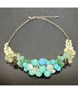 Lia Sophia Chunky Statement Necklace Faux Turquoise Jade Pearl 70s Mrs R... - $47.02
