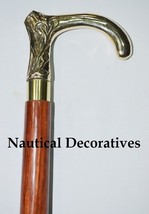 36&quot; Antique Brass Embossed Wooden Walking Stick/Cane Vintage Victorian Canes - £20.20 GBP