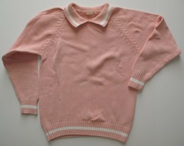 Women&#39;s Knit Sweater Top Light Pink Long Sleeve, Size S 100% Cotton - $11.67