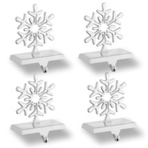 Snowflakes Christmas Stocking Hanger 4 Pack Metal Stocking Holder Stand 3D Slive - $50.99