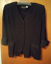 015 Womens David Benjamin Black Long Shirt Embossed Pockets &amp; Cuffs 11/12 - $14.99