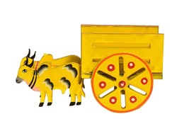 Hast Shilp Handmade Bullock Cart Yellow ( Vintage ) + Free Shipping Worldwide . - £27.68 GBP