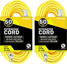 2 Pack of 50 Foot Outdoor Extension Cords - 12/3 Heavy Duty Yellow Exten... - $163.34