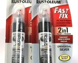 2 Rust-Oleaum 0.5 Oz Fast Fix 2 In 1 Paint &amp; Primer Universal Silver Fil... - £14.26 GBP