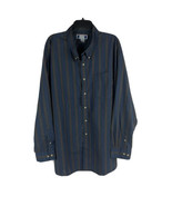 Sutter &amp; Grant Men&#39;s 3XL Vertical Striped Shirt Button Up Navy Blue Gree... - £7.91 GBP