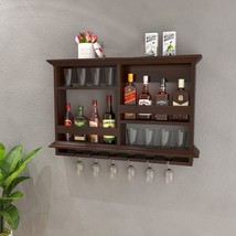 Mini Bar wooden Wine Rack bottle Holder Glass Hanging 30 by 24 Inches - £450.43 GBP
