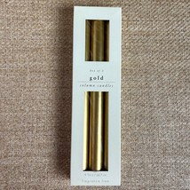 Vintage Pier 1 Gold Column Candles Set of 3 New in Box Metallic Taper Style - $455.59 MXN