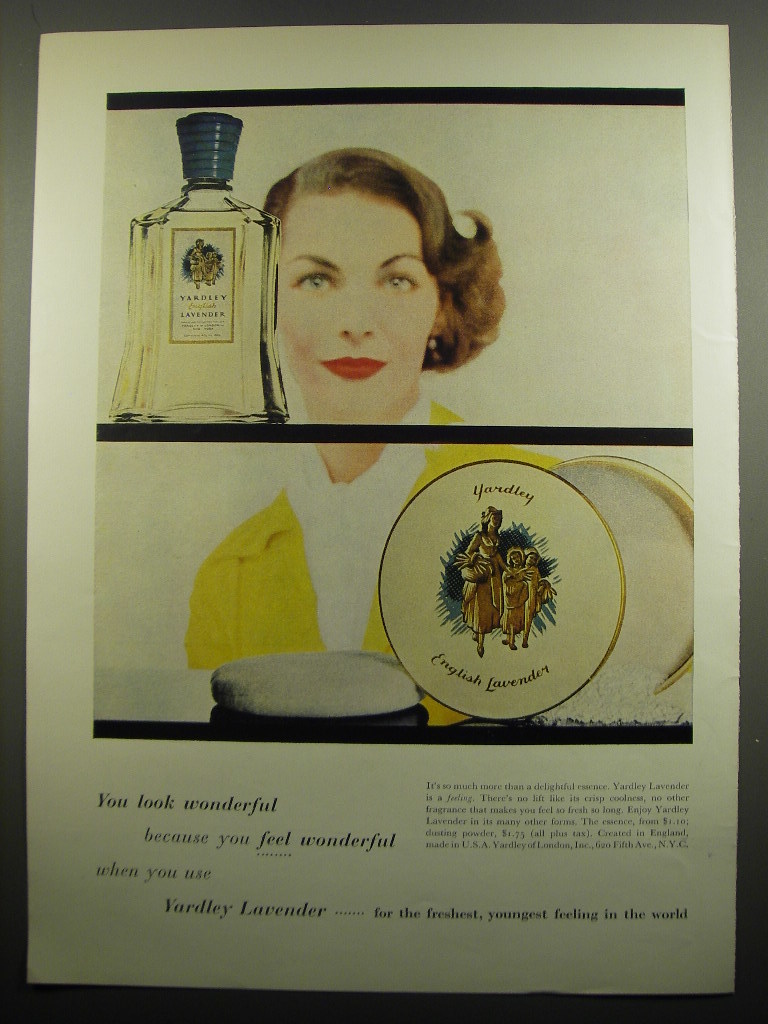 1955 Yardley Lavender Perfiume Advertisement - You look wonderful - $18.49