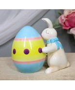 Ebros Rabbit Kissing Giant Egg Salt And Pepper Shakers Magnetic Figurine... - $23.52 CAD