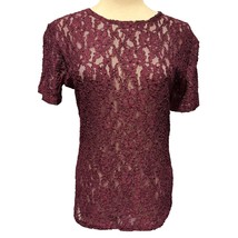 Victoria&#39;s Secret Vintage Plum Purple Stretch Lace Top Short Sleeve - $28.00
