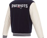 NFL New England Patriots Reversible Fleece Jacket PVC Sleeves Embroidere... - £112.44 GBP