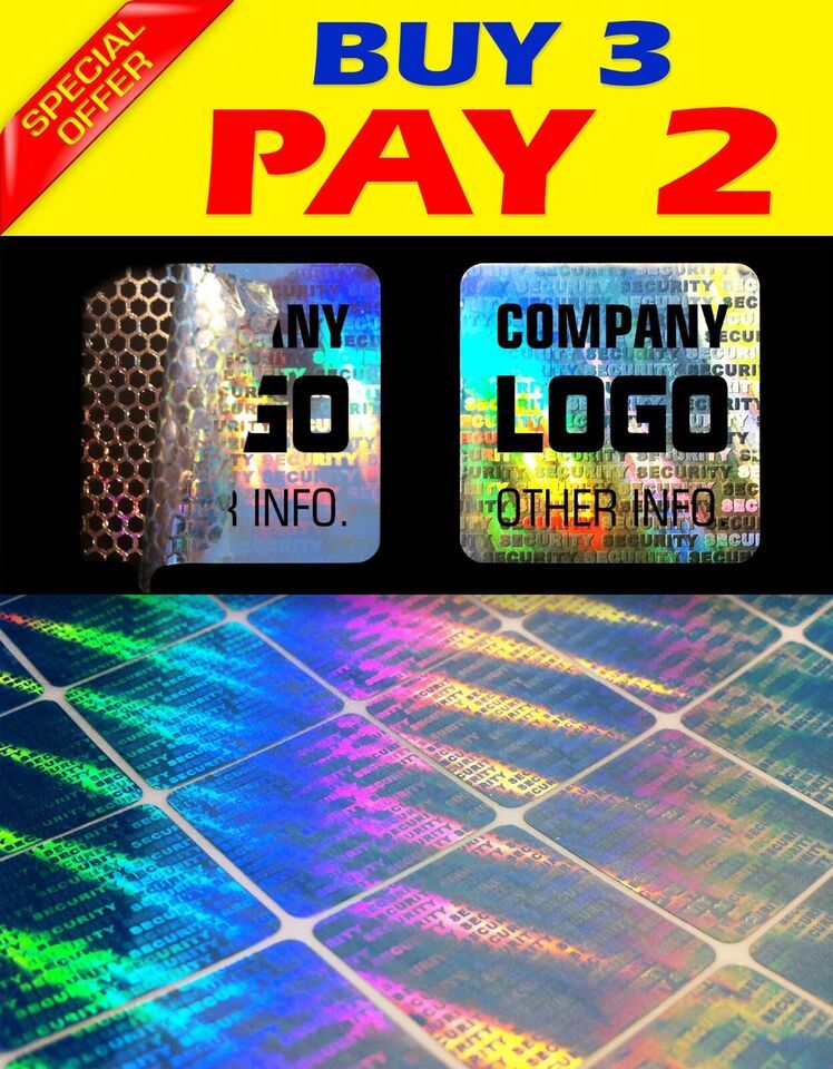 Primary image for 288 CUSTOM PRINT hologram warranty security sticker label VOID seals 1"X1"