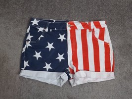 Ranch Dress&#39;n Denim Jean Shorts American Flag Size 16 - £20.08 GBP